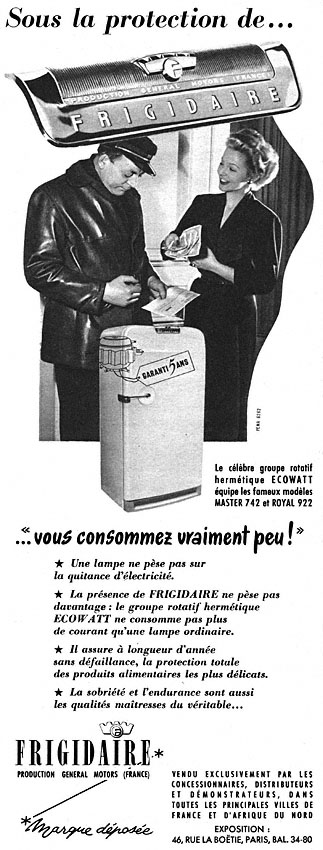 Publicité Frigidaire 1952