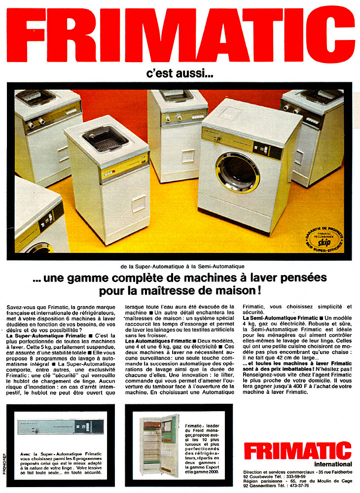 Publicit� Frimatic 1966