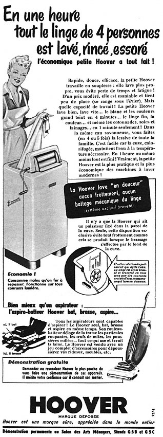 Publicité Hoover 1953