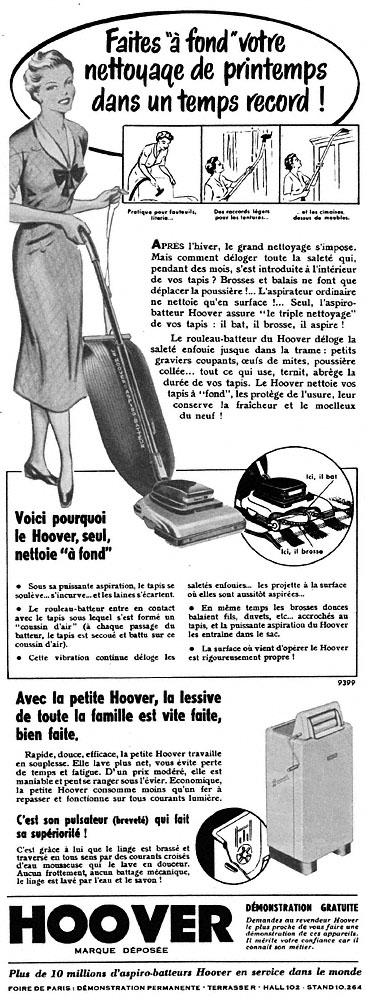 Publicité Hoover 1953