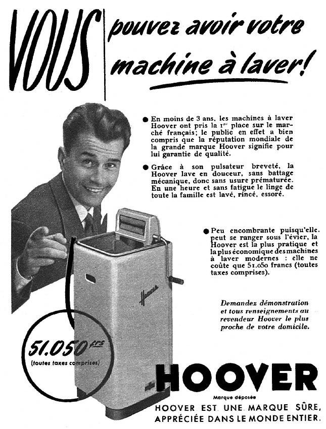 Publicité Hoover 1953