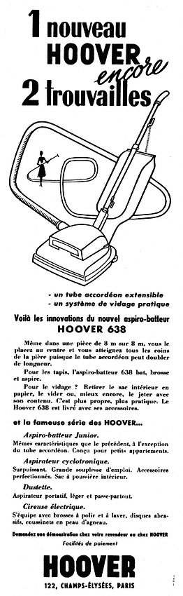 Publicité Hoover 1956