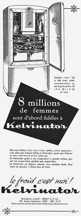 Publicité Kelvinator 1951