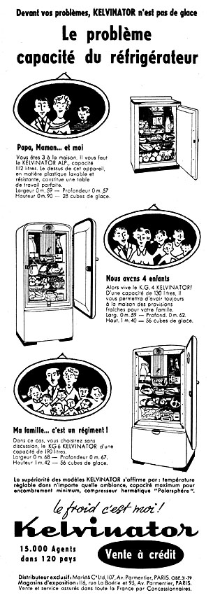 Publicité Kelvinator 1954