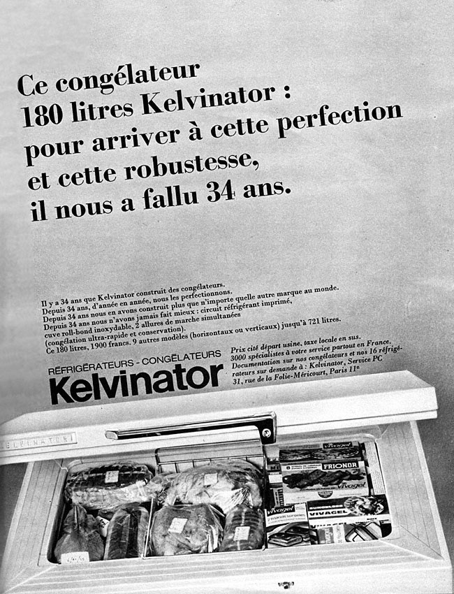 Publicité Kelvinator 1966