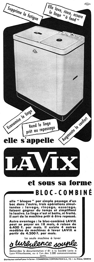 Publicité Lavix 1956