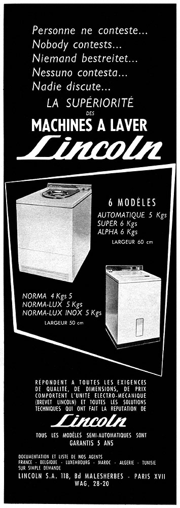 Publicité Lincoln 1962