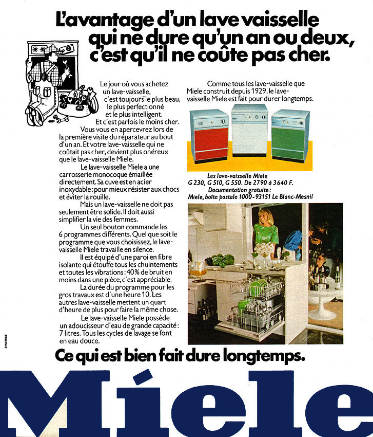 Publicité Miele 1973