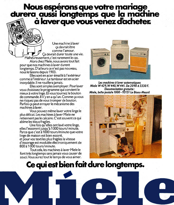 Publicité Miele 1973