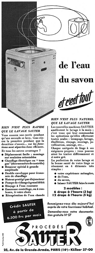 Publicité Sauter 1954