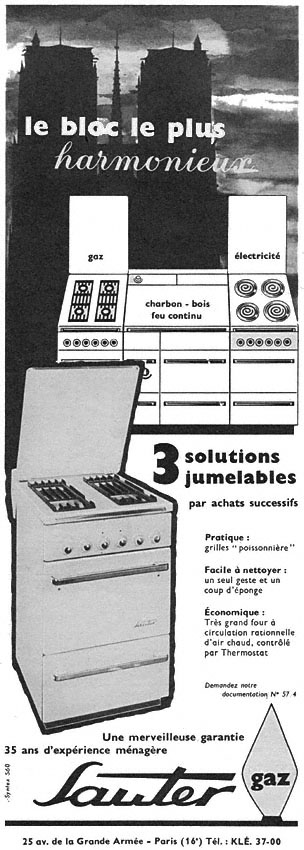 Publicité Sauter 1957