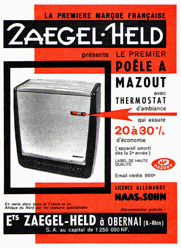 Publicité Zaegel Held 1961