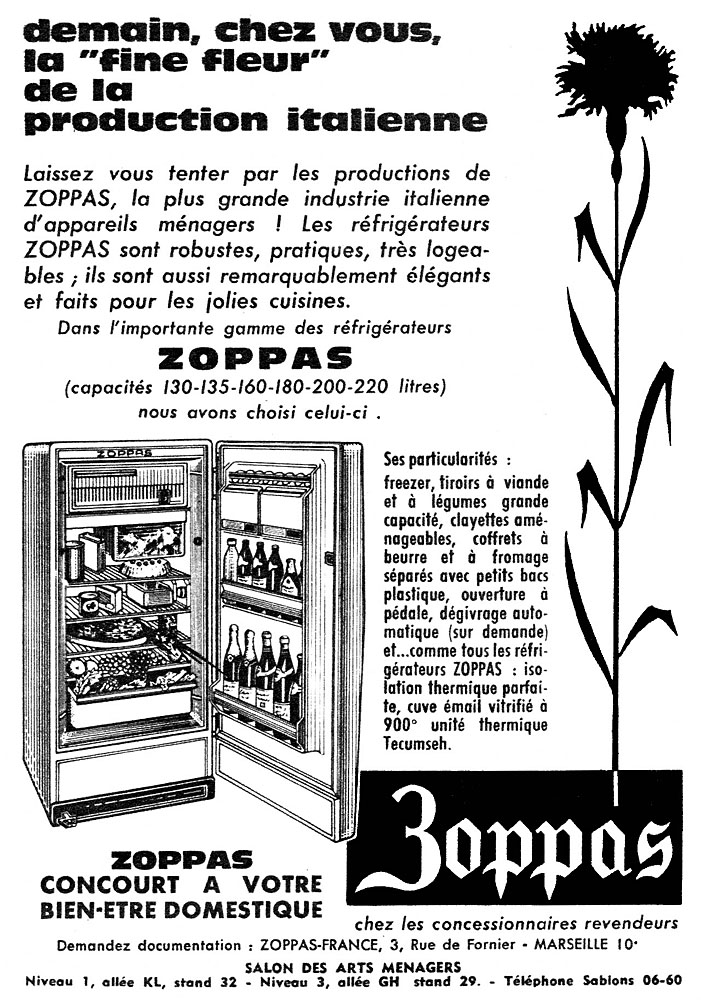 Publicité Zoppas 1962