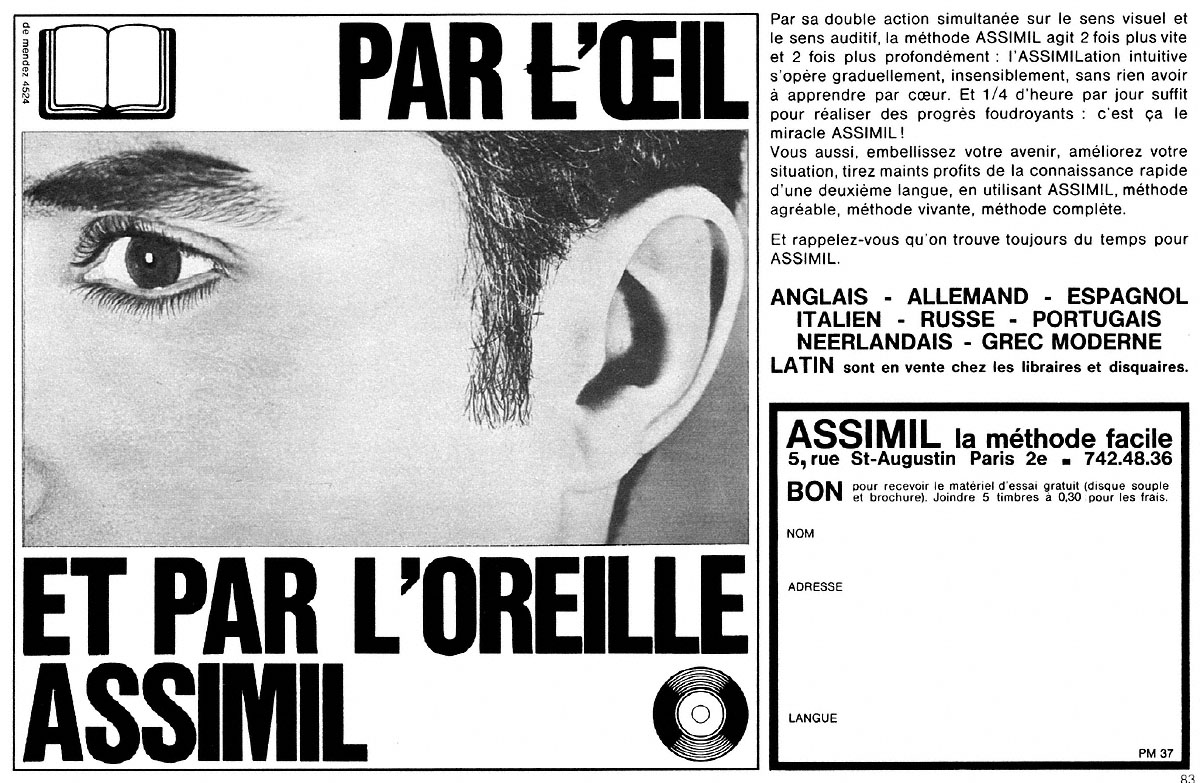 Publicit� Assimil 1967