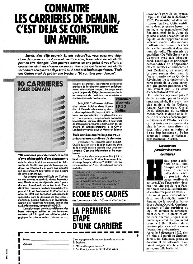 Publicité Ecole des Cadres 1983