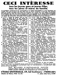 Publicit Ecole Universelle 1953