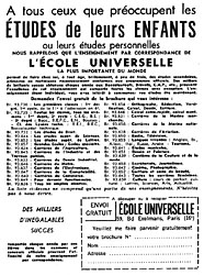 Publicit Ecole Universelle 1959