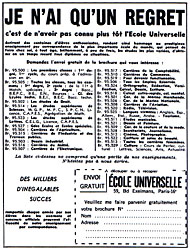 Publicit Ecole Universelle 1963