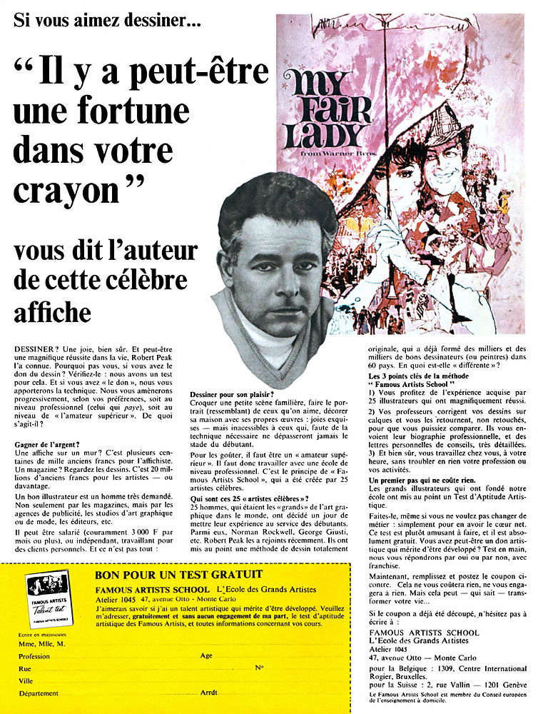 Publicit� Famous Artists 1969