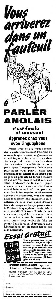 Publicité Linguaphone 1956