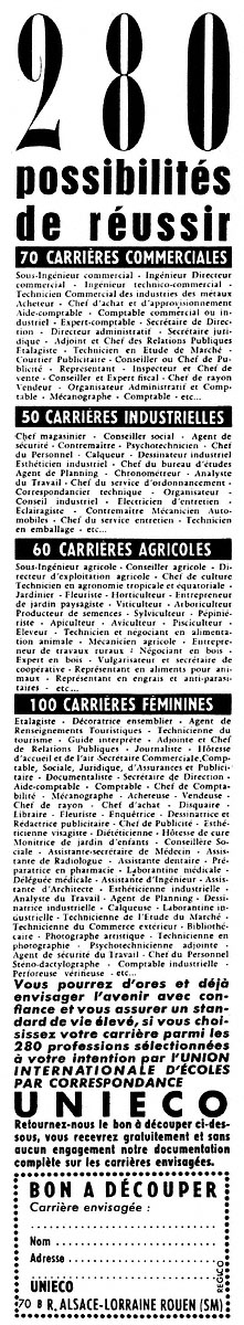 Publicité Unieco 1963