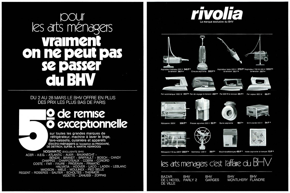 Publicit� Bhv 1970