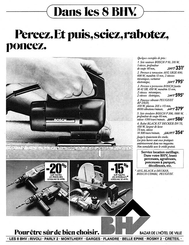 Publicité Bhv 1977