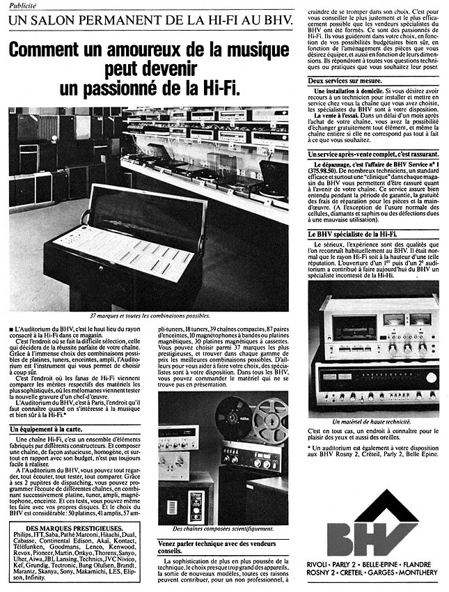 Publicité Bhv 1977