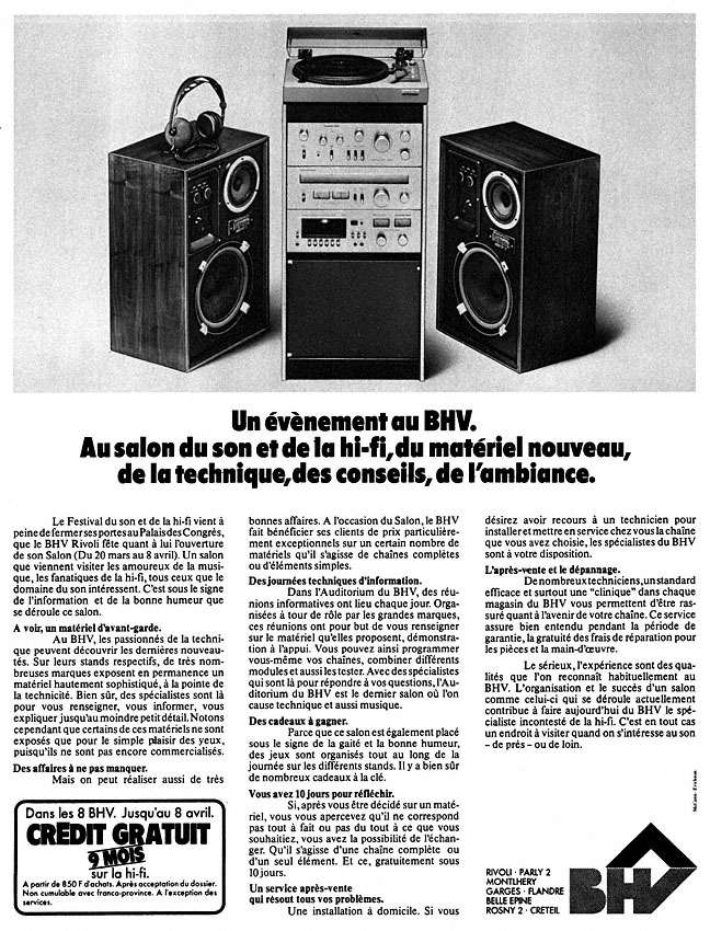 Publicité Bhv 1978