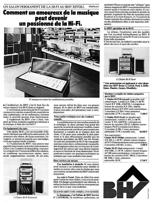 Publicité Bhv 1978