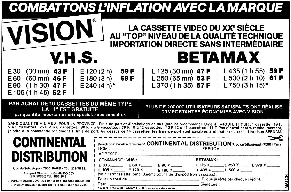 Publicité Continental Distribution 1984