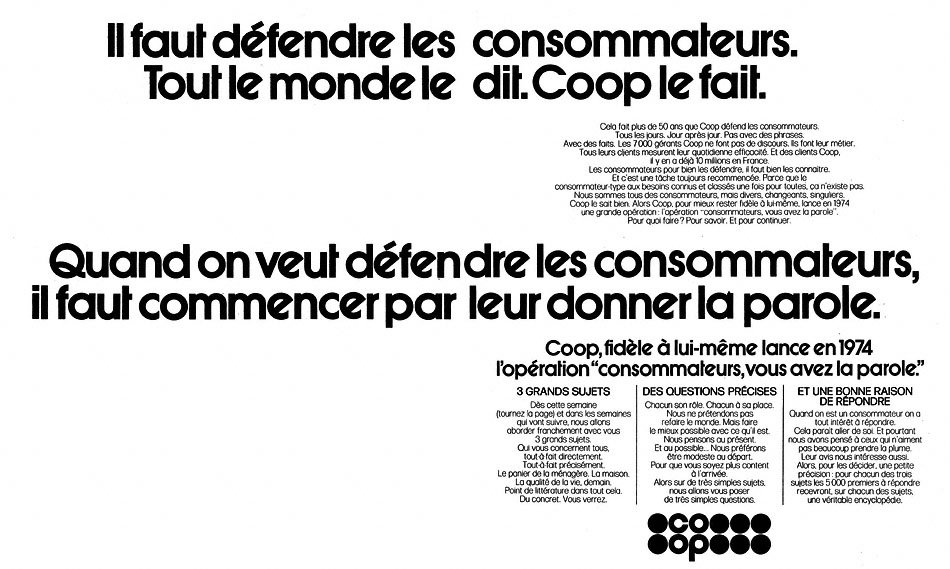 Publicité Coop 1974
