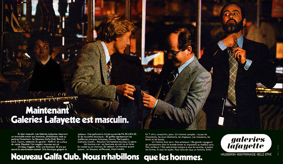 Publicité Galeries Lafayette 1974