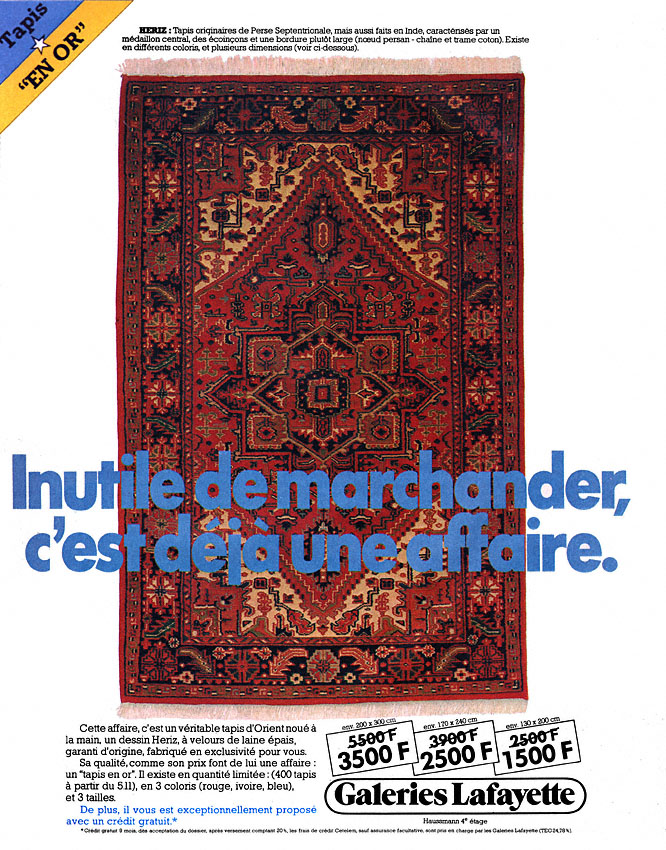 Publicité Galeries Lafayette 1980