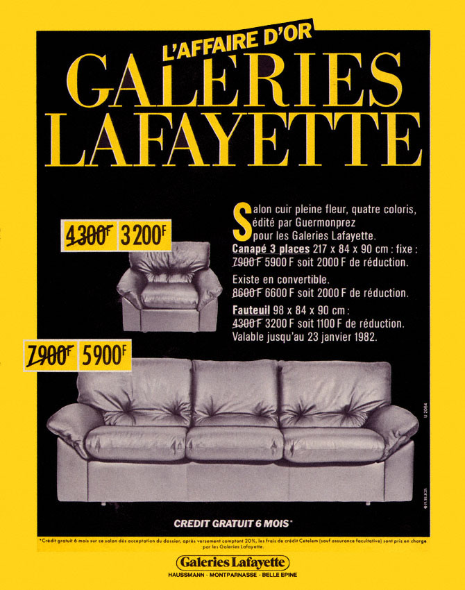 Publicité Galeries Lafayette 1981