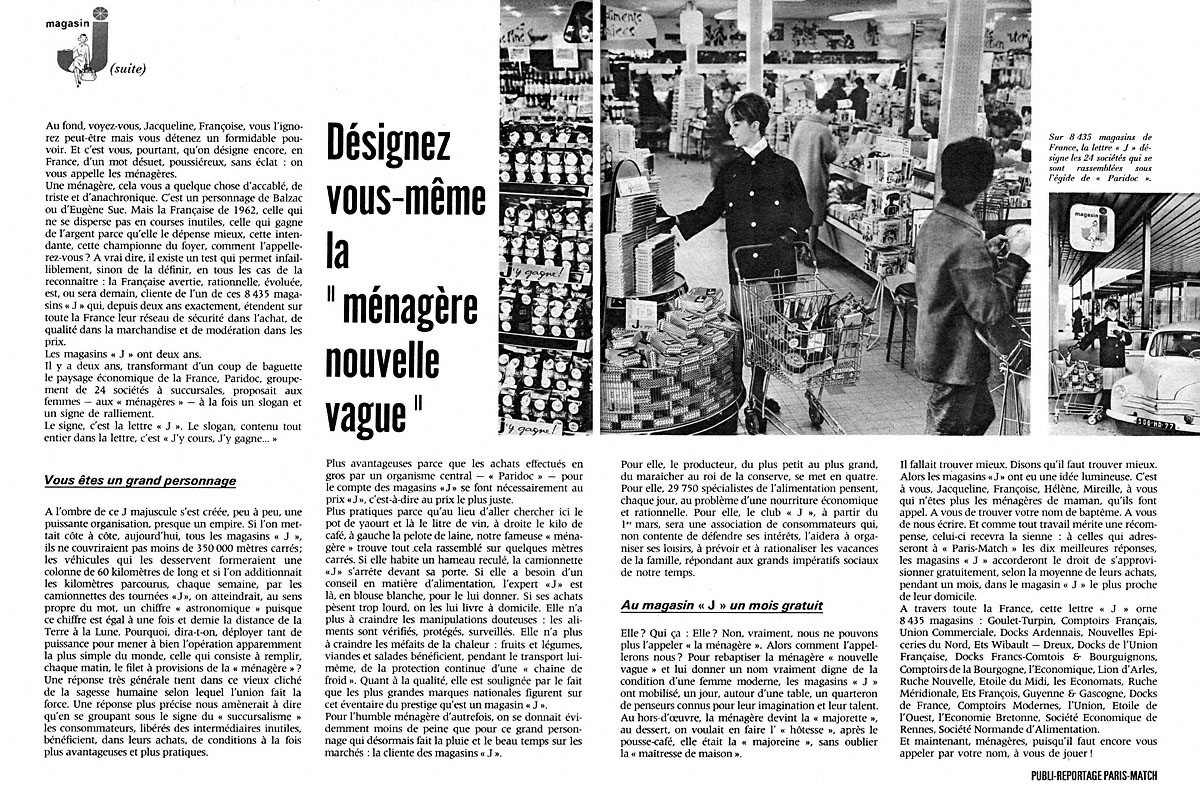 Publicité Magasin J 1962