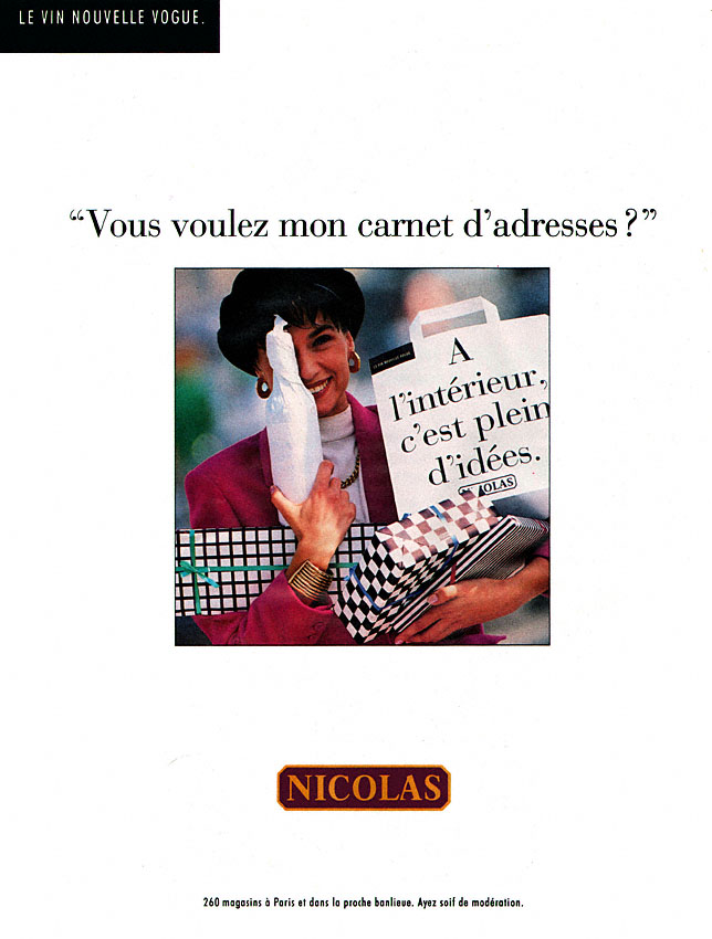 Publicité Nicolas 1989