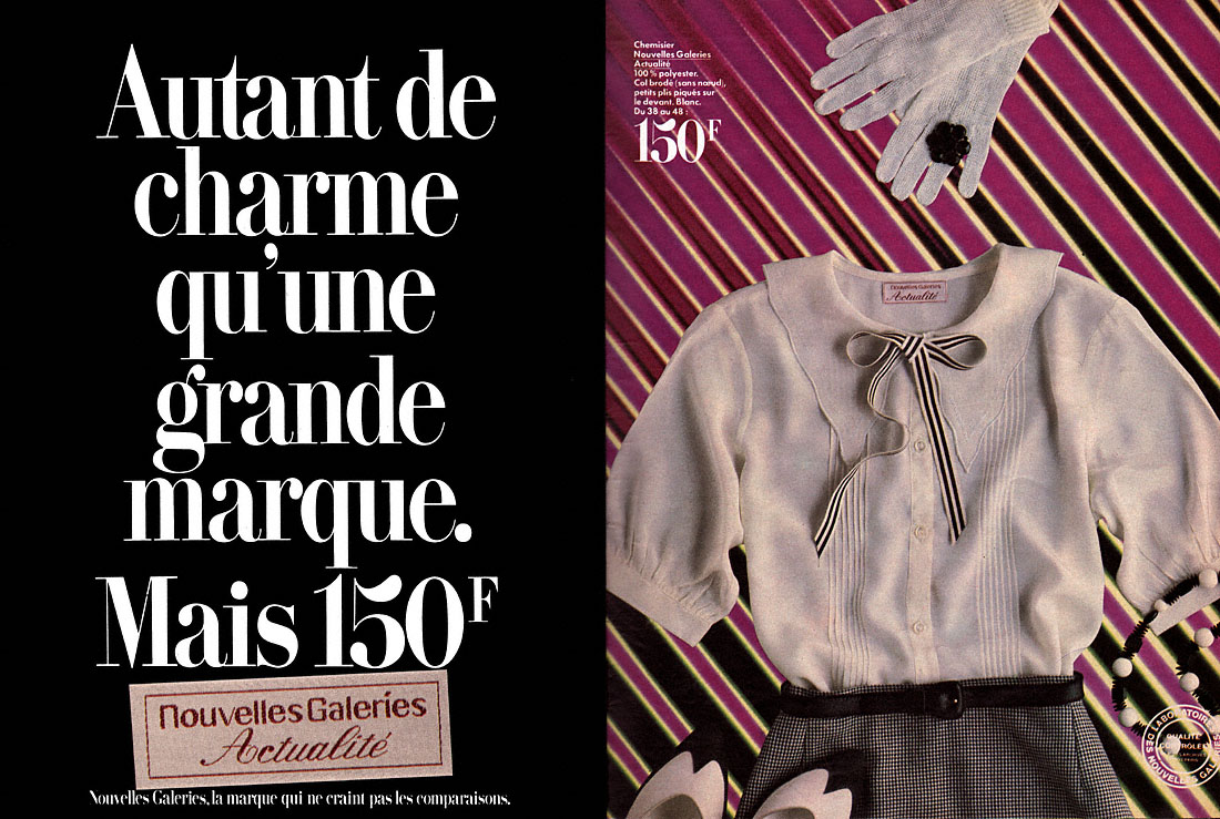Publicité Nouvelles Galeries 1982