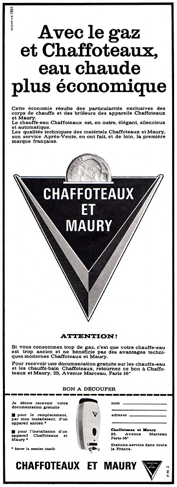 Publicité Chaffoteaux & Maury 1964