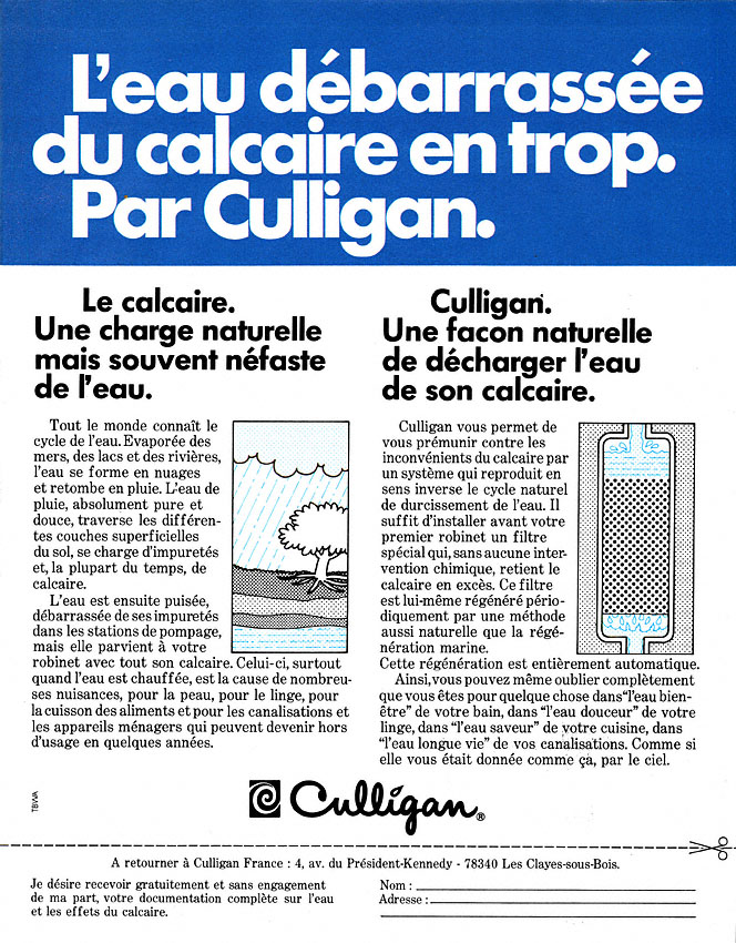 Publicité Culligan 1980