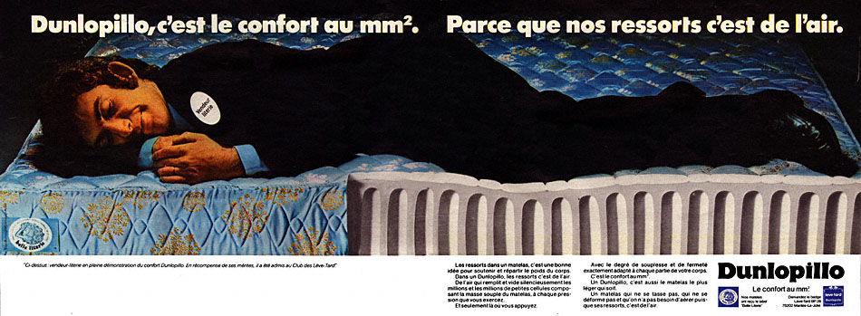 Publicité Dunlopillo 1974