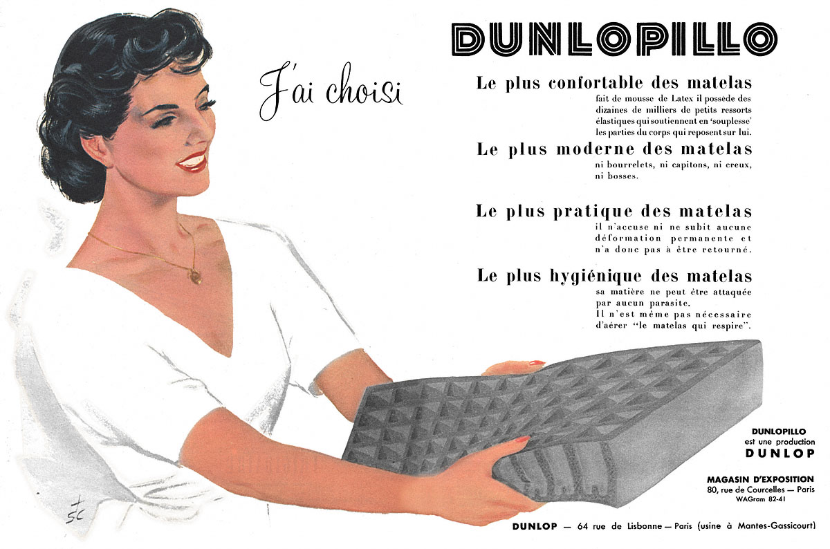 Publicité Dunlopillo 1952