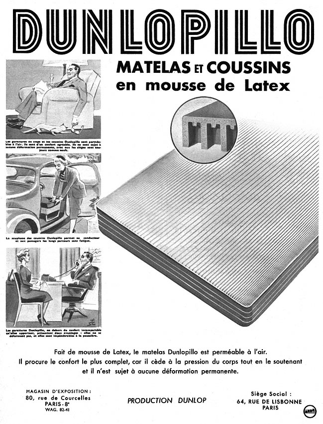 Publicité Dunlopillo 1952