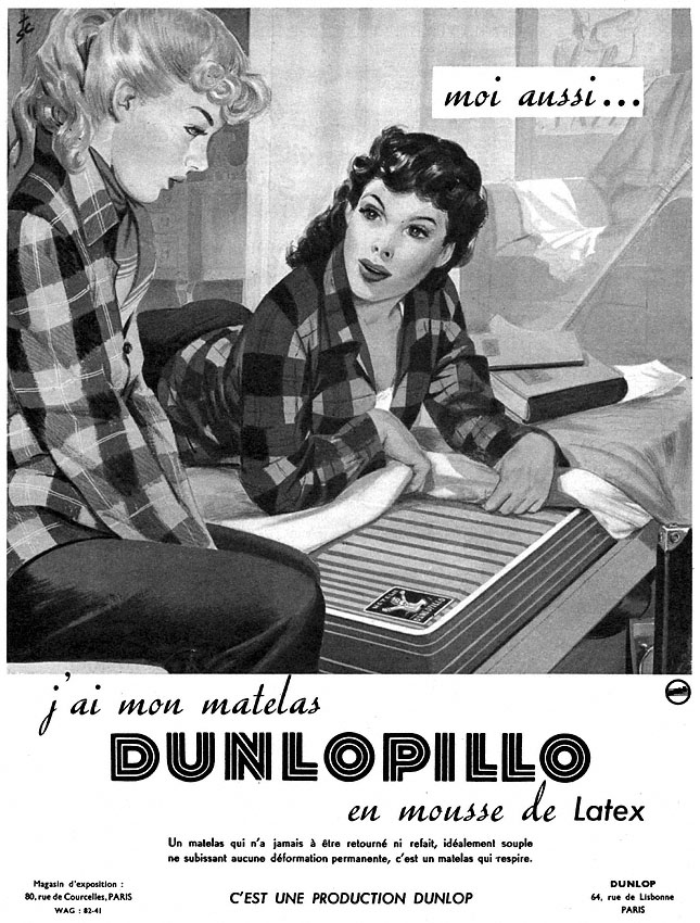 Publicité Dunlopillo 1952