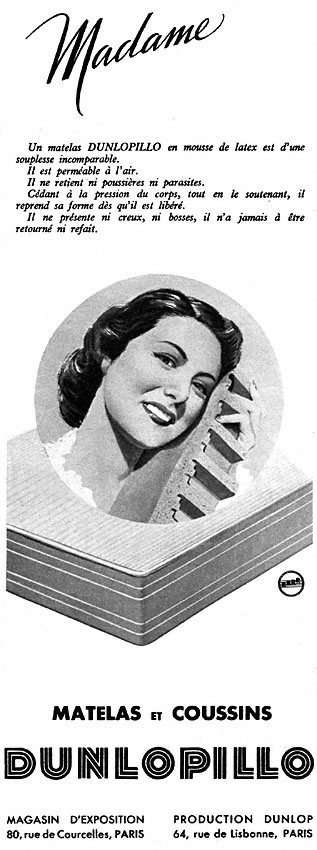 Publicité Dunlopillo 1953