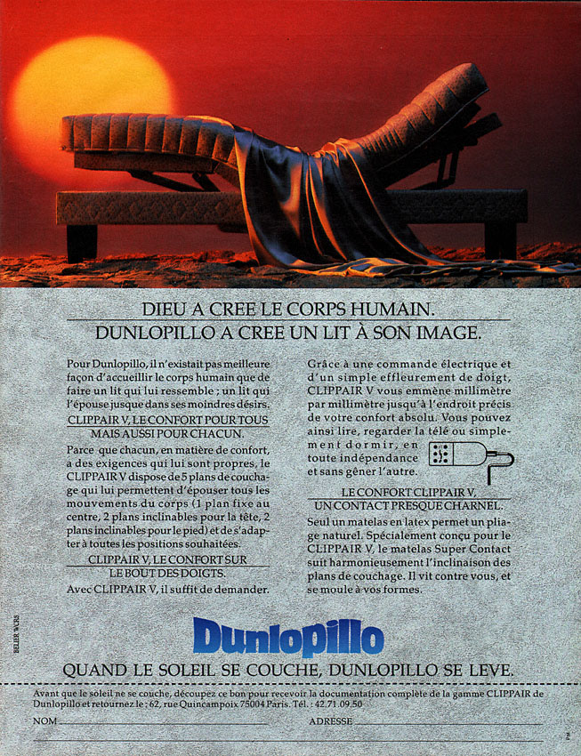 Publicité Dunlopillo 1990