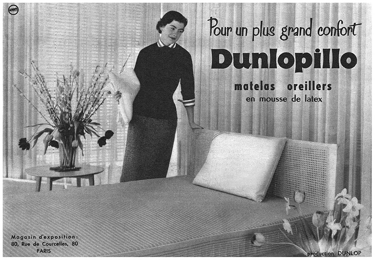 Publicité Dunlopillo 1956