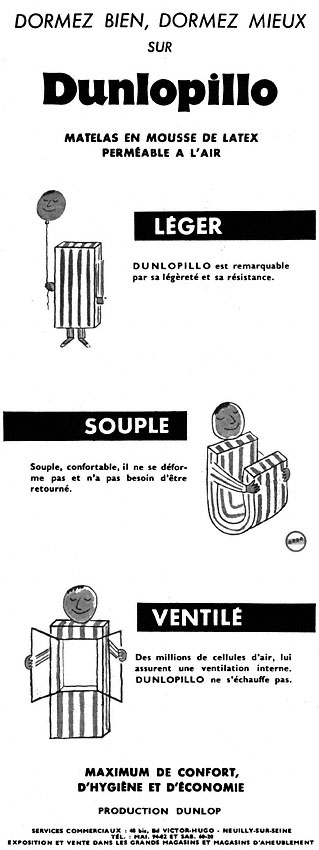 Publicité Dunlopillo 1959