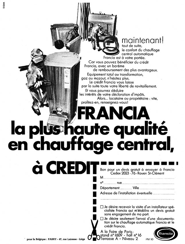 Publicité Francia 1970