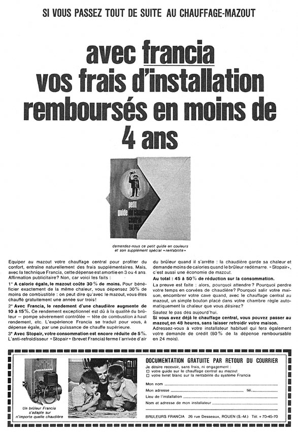 Publicité Francia 1964